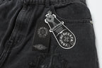 Chrome Hearts Black Cross Patch Grey Jeans