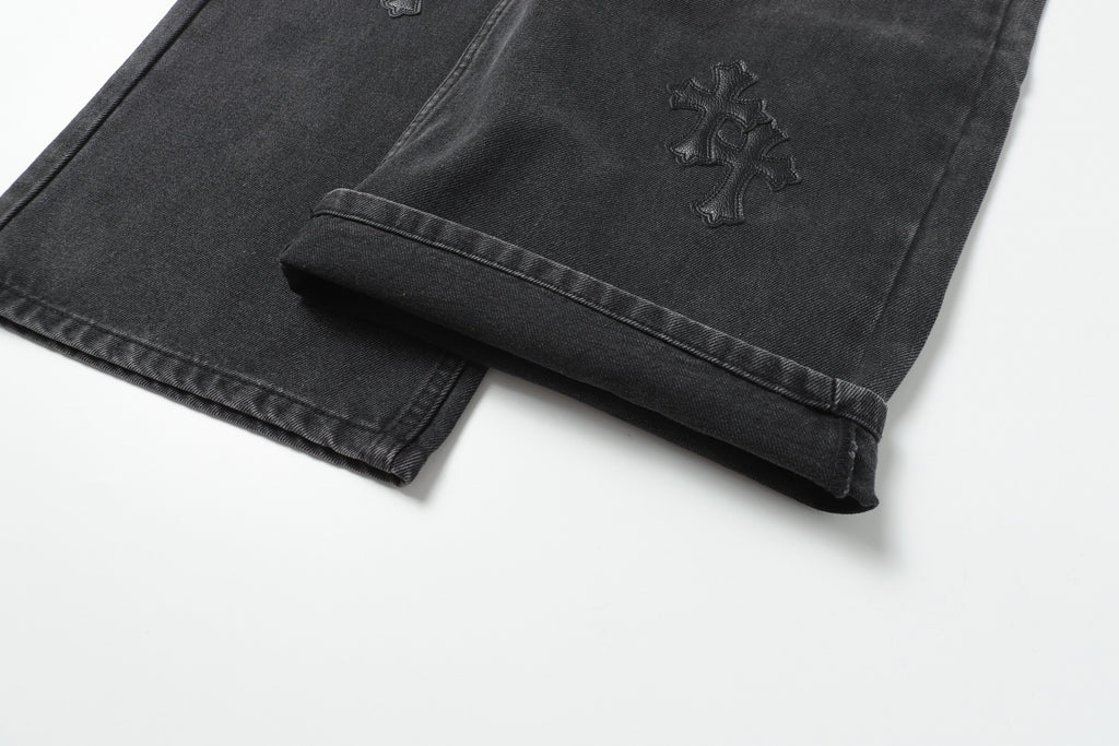 Chrome Hearts Black Cross Patch Grey Jeans