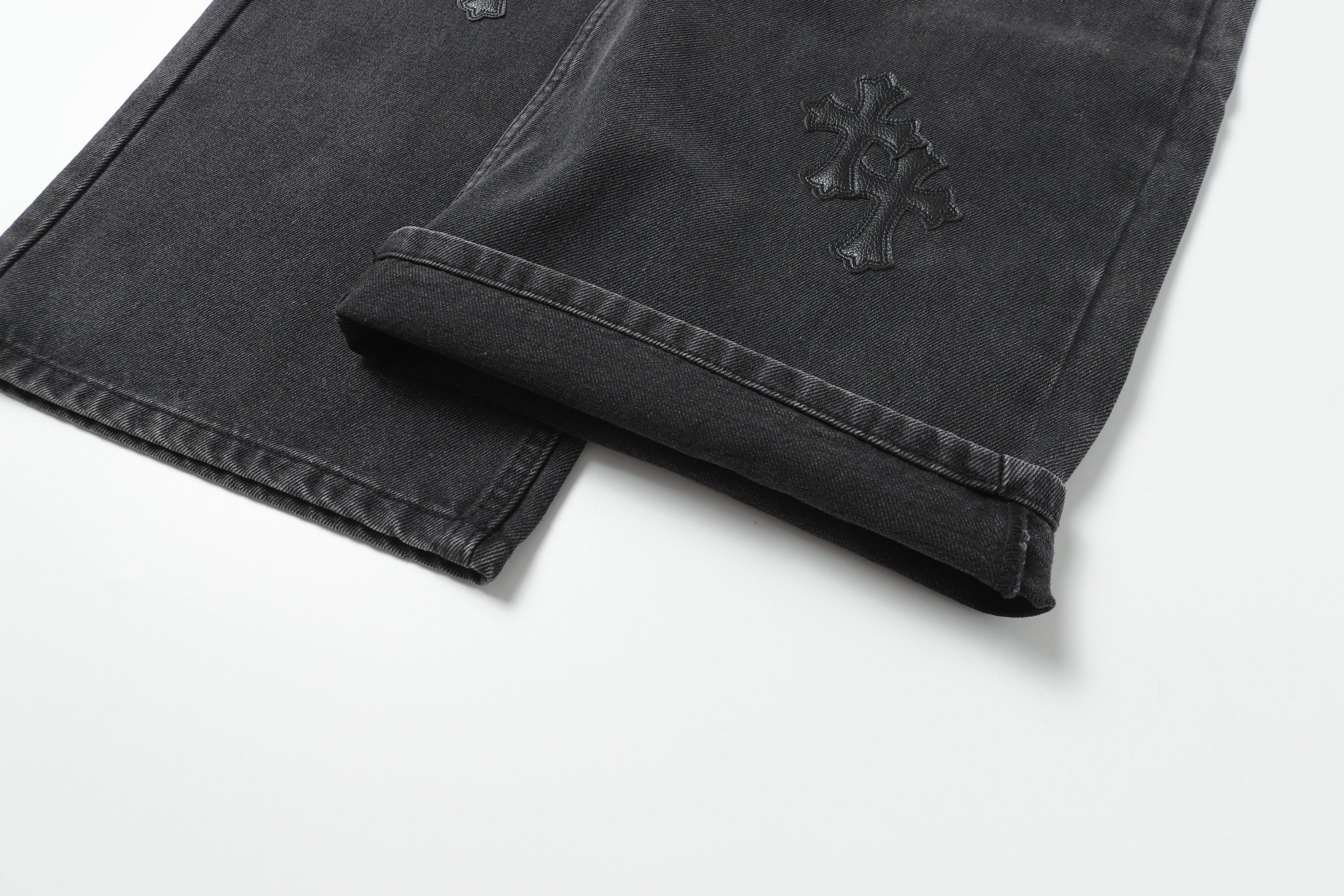 Chrome Hearts Black Cross Patch Grey Jeans