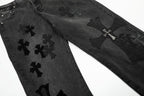 Chrome Hearts Black & Grey Silver Cross Patch Jeans
