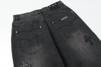 Chrome Hearts Black Cross Patch Grey Jeans