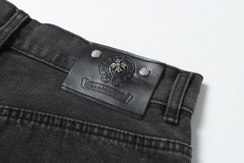 Chrome Hearts Black Cross Patch Grey Jeans