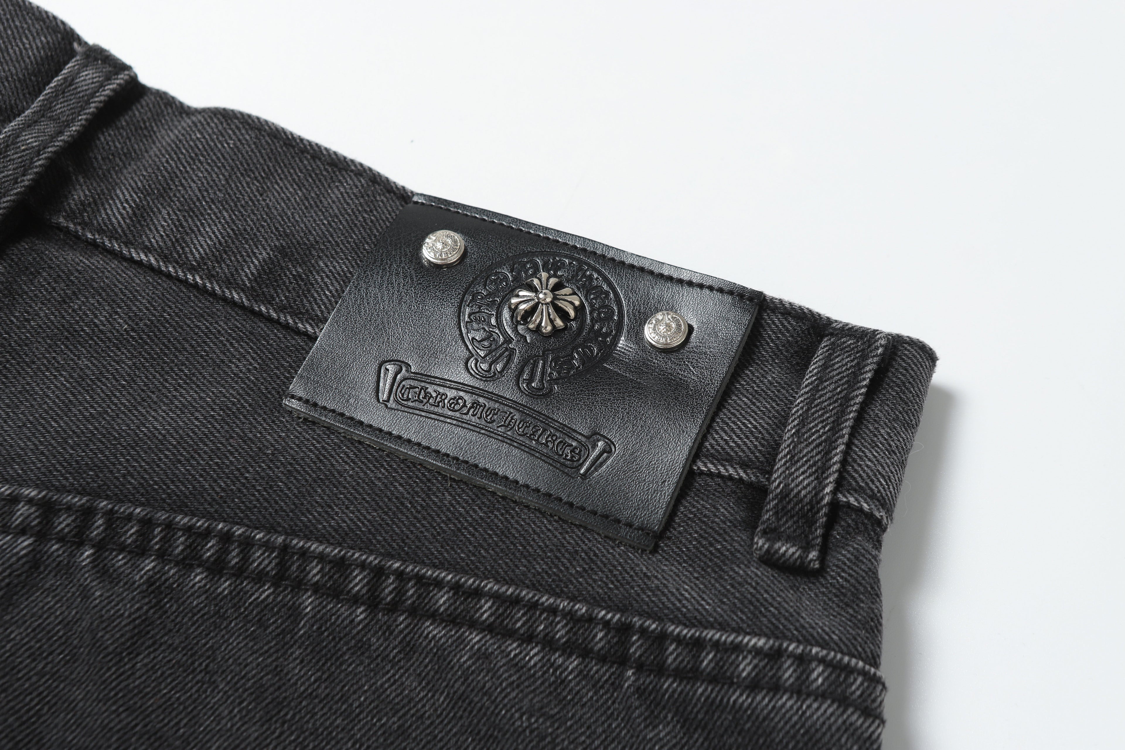 Chrome Hearts Black Cross Patch Grey Jeans