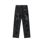 Chrome Hearts Black & Grey Silver Cross Patch Jeans