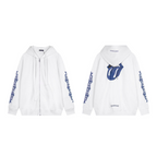 Chrome Hearts Rolling Stones Script Blue Logo Hoodie 9817