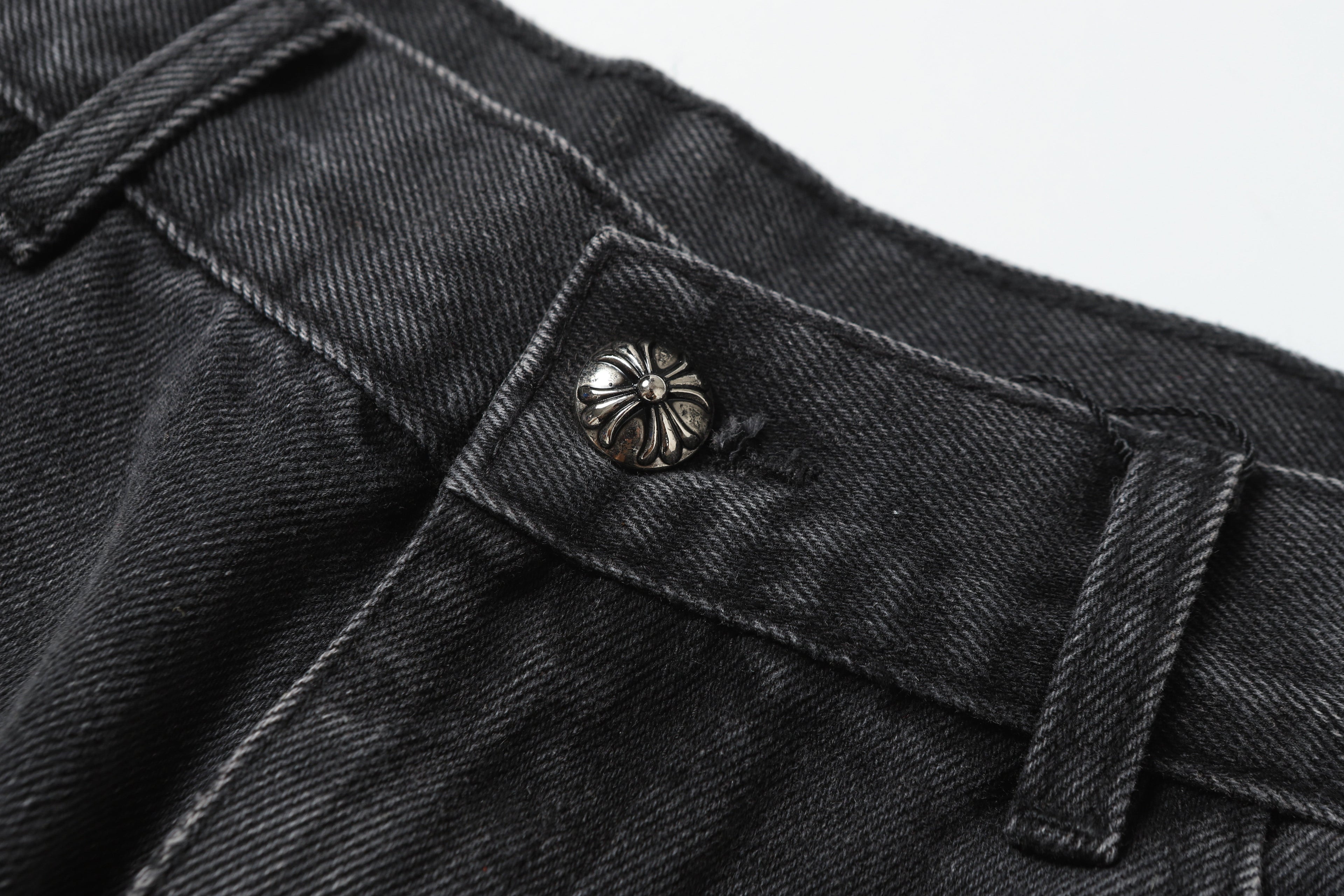 Chrome Hearts Black Cross Patch Grey Jeans