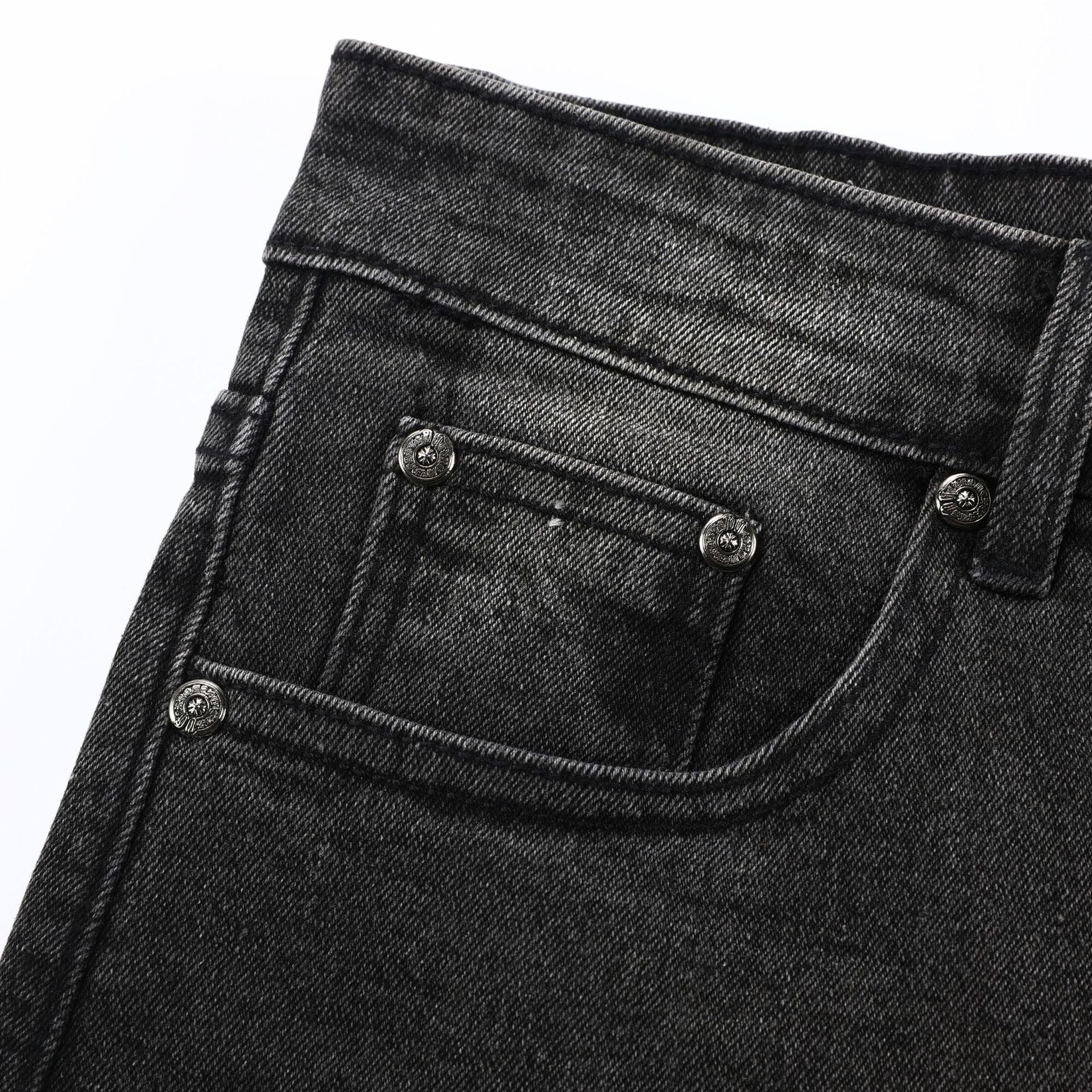 Chrome Hearts Black & Grey Silver Cross Patch Jeans