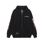 Chrome Hearts Deadly Doll Pink Cross Scroll Zip Up Hoodie 9821
