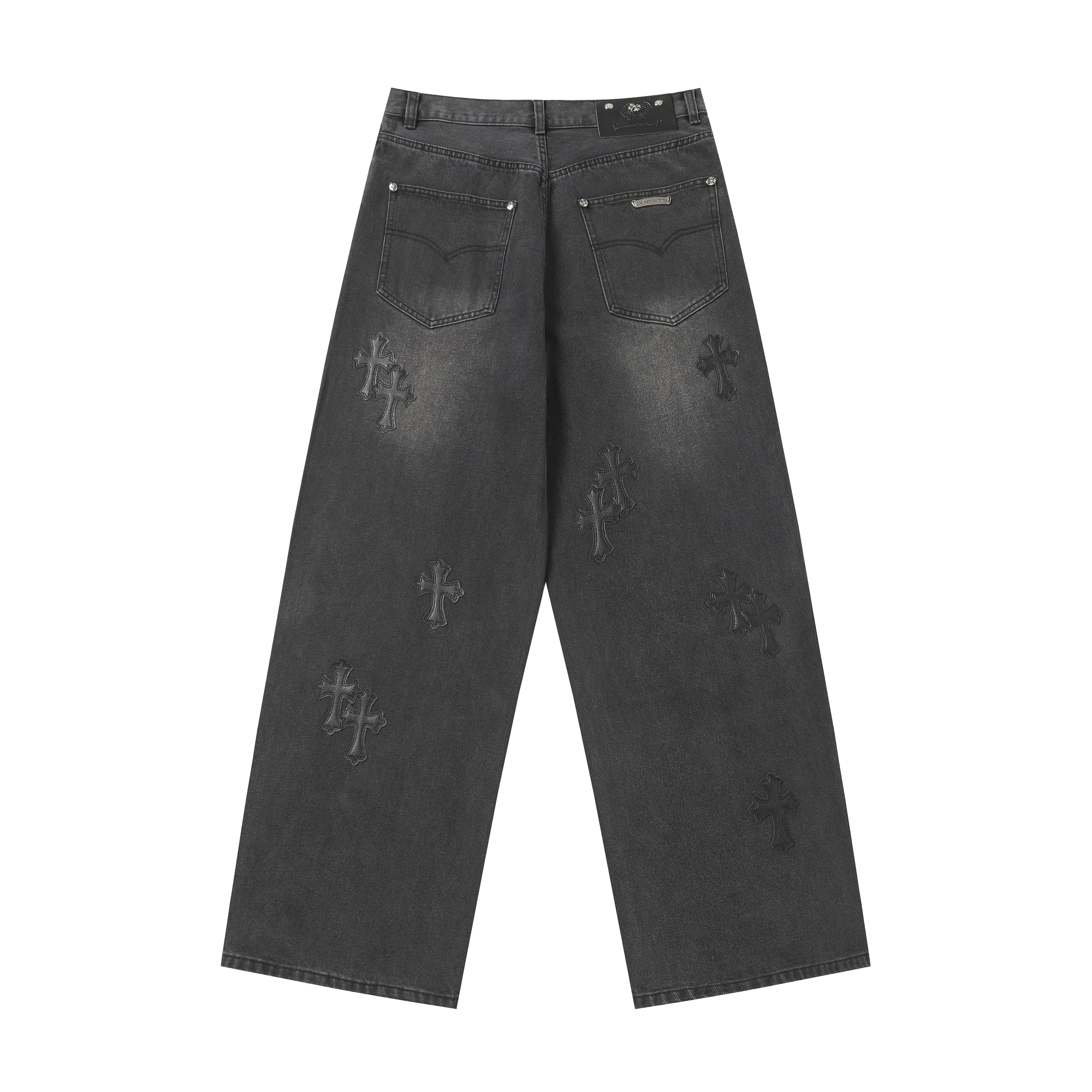 Chrome Hearts Black Cross Patch Grey Jeans