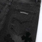 Chrome Hearts Black & Grey Silver Cross Patch Jeans