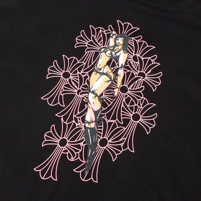 Chrome Hearts Deadly Doll Pink Cross Scroll Zip Up Hoodie 9821